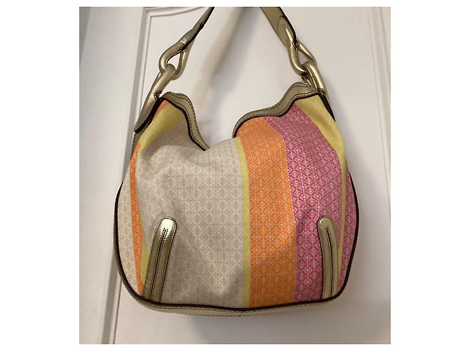 Borsa a Spalla Loewe Tela Stampata Arancione Beige Rosa Multicolore - vista 3