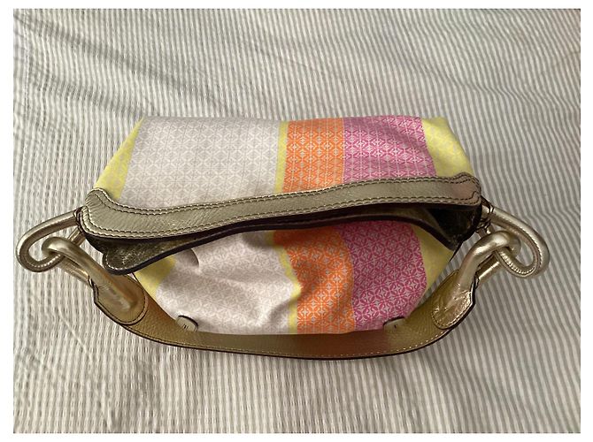 Borsa a Spalla Loewe Tela Stampata Arancione Beige Rosa Multicolore - vista 9