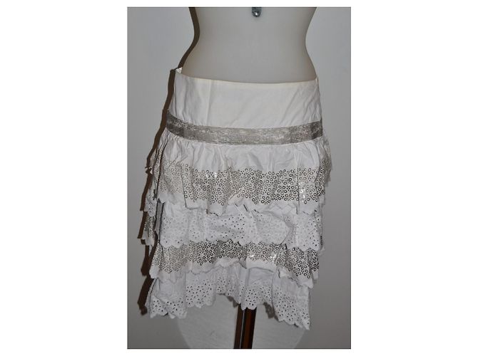 Minifalda con volantes Max & Co de algodón blanco gris - vista 4