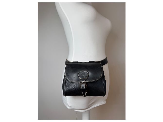 Vintage Courreges Ledergürtel Tasche schwarz - Ansicht 12