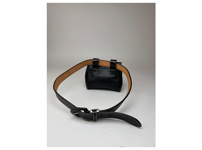 Vintage Courreges Ledergürtel Tasche schwarz - Ansicht 2