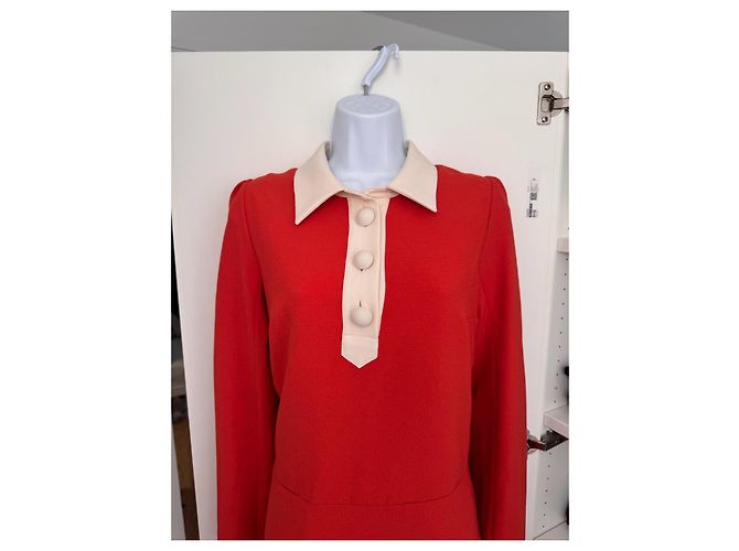 Vestido rojo See by Chloé con ribetes blancos Roja - vista 5