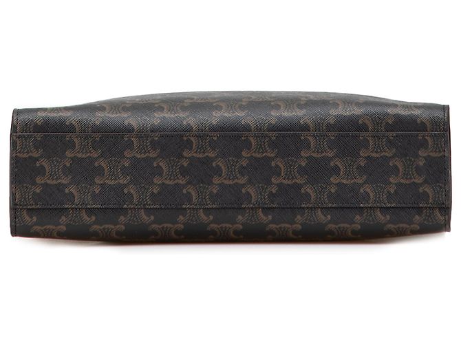 Céline Cabas vertical en toile enduite Triomphe petit modèle marron de Celine Marron foncé - vue 3