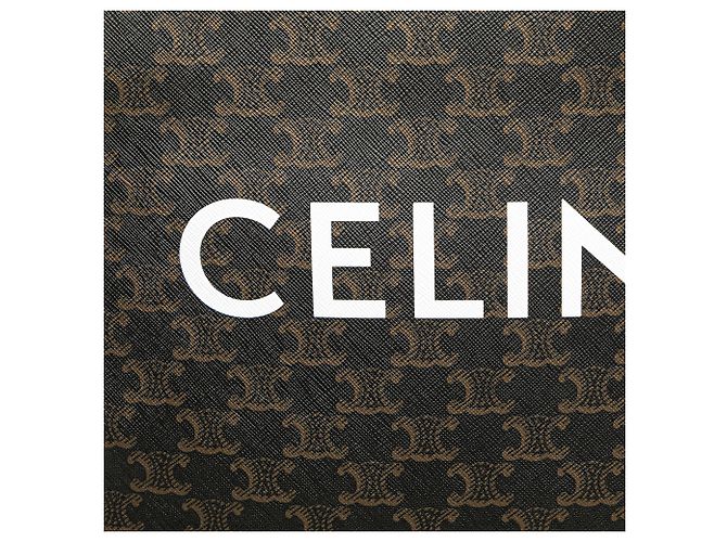 Céline Cabas vertical en toile enduite Triomphe petit modèle marron de Celine Marron foncé - vue 6