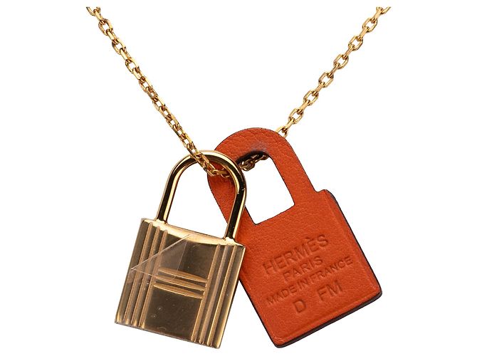 Collana Pendente O Kelly in Oro Placcato e Swift Hermès D'oro - vista 2