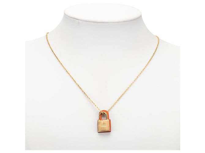 Collana Pendente O Kelly in Oro Placcato e Swift Hermès D'oro - vista 5