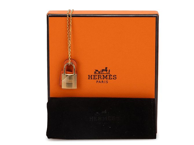 Collana Pendente O Kelly in Oro Placcato e Swift Hermès D'oro - vista 6