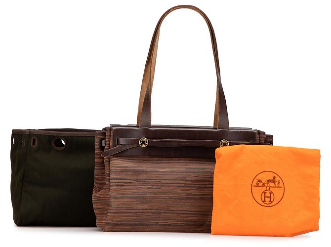 Hermès Brown Vibrato Herbag Cabas PM Marrone scuro - vista 11