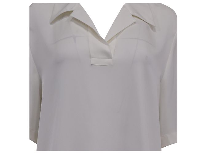 Polo Oversized Theory in Seta Bianca Bianco Crudo - vista 2