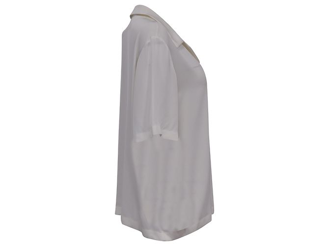 Polo Oversized Theory in Seta Bianca Bianco Crudo - vista 3