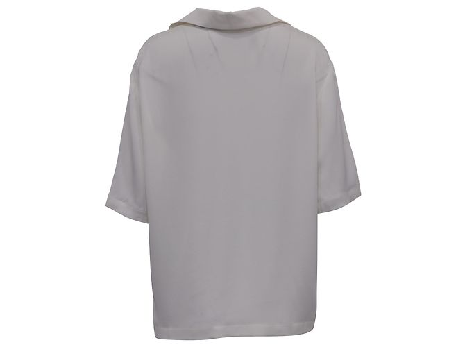 Polo Oversized Theory in Seta Bianca Bianco Crudo - vista 4