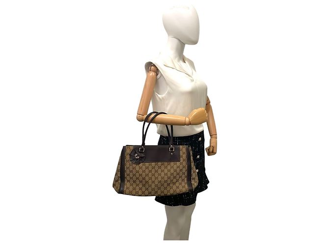 Borsa Trophy Tote GG in tela Gucci Marrone - vista 2