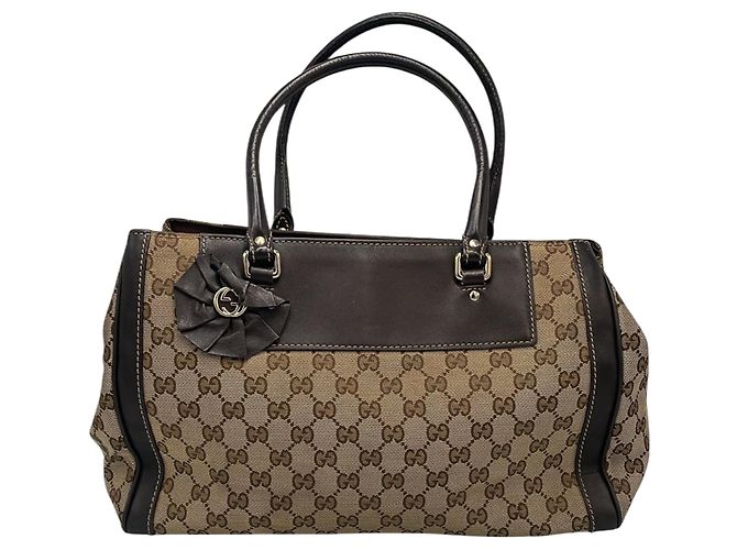 Borsa Trophy Tote GG in tela Gucci Marrone - vista 3