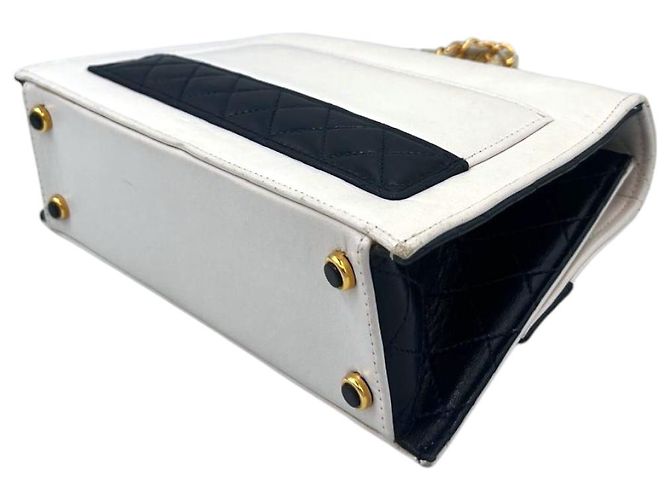 Chanel Trapeze Bianco/Marino Pelle di Pecora Oro Blu - vista 10