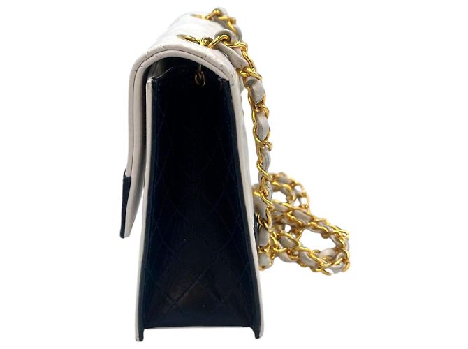 Chanel Trapeze Bianco/Marino Pelle di Pecora Oro Blu - vista 5