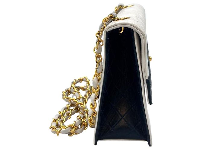 Chanel Trapeze Bianco/Marino Pelle di Pecora Oro Blu - vista 8