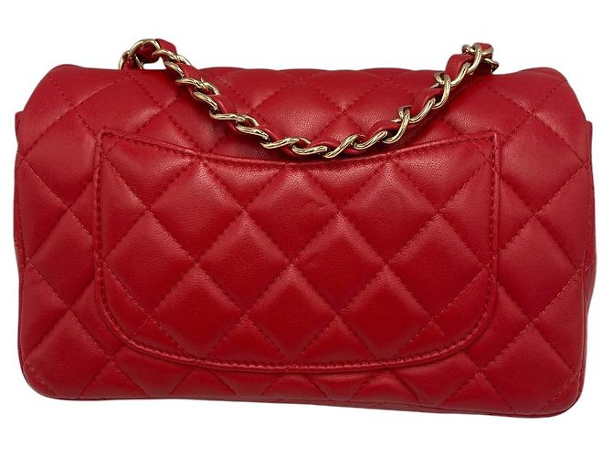 Chanel Classico Double Flap Piccolo Pelle di Agnello Rosso Oro - vista 2