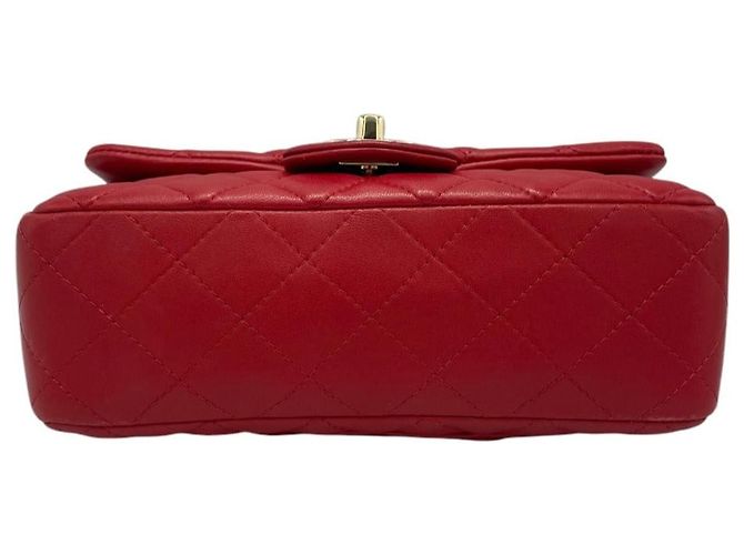 Chanel Classico Double Flap Piccolo Pelle di Agnello Rosso Oro - vista 3