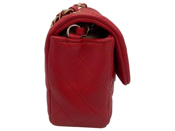 Chanel Classico Double Flap Piccolo Pelle di Agnello Rosso Oro - vista 4