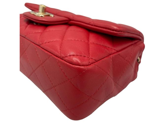 Chanel Classico Double Flap Piccolo Pelle di Agnello Rosso Oro - vista 6