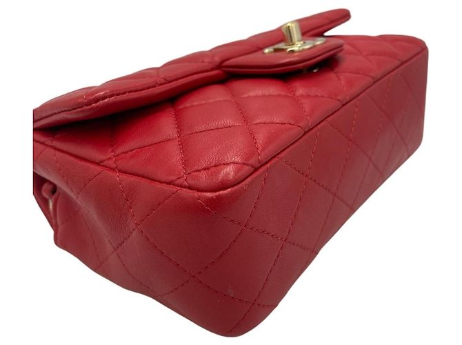 Chanel Classico Double Flap Piccolo Pelle di Agnello Rosso Oro - vista 8