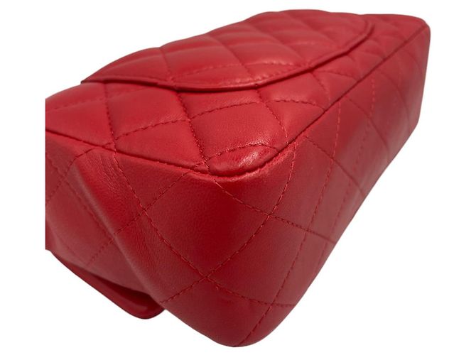 Chanel Classico Double Flap Piccolo Pelle di Agnello Rosso Oro - vista 9