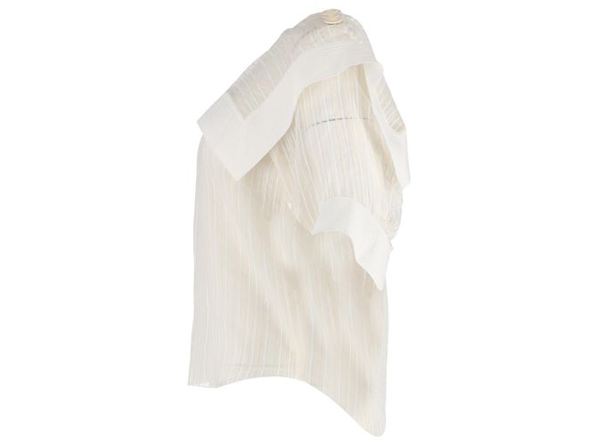 Blusa Listrada Sobreposta Chloé em Seda Branca Branco Cru - vista 2