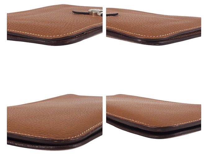 Portafoglio lungo Hermès Dogon GM in Taurillon Clémence Metallico Bronzo - vista 3