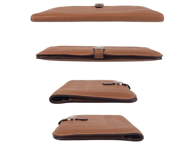 Portafoglio lungo Hermès Dogon GM in Taurillon Clémence Metallico Bronzo - vista 4