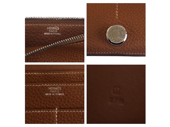 Portafoglio lungo Hermès Dogon GM in Taurillon Clémence Metallico Bronzo - vista 6