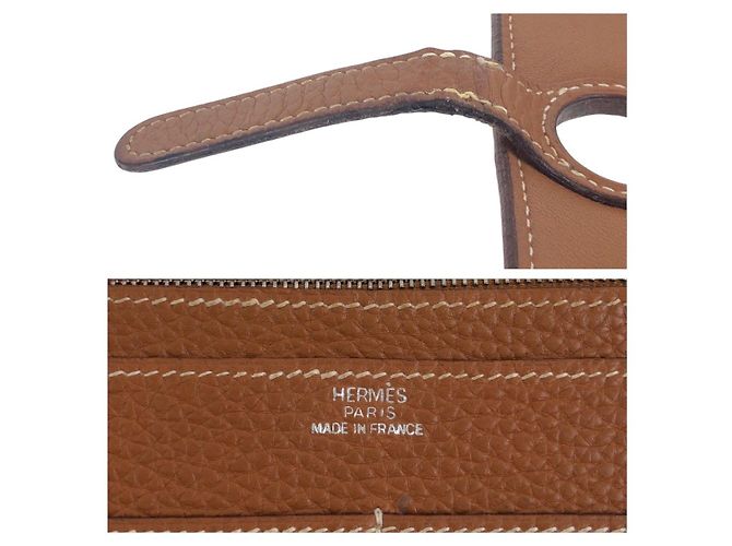 Portafoglio lungo Hermès Dogon GM in Taurillon Clémence Metallico Bronzo - vista 7