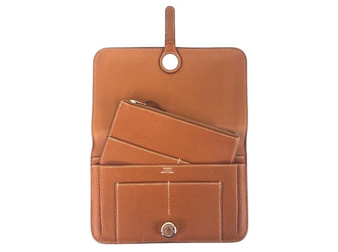 Portafoglio lungo Hermès Dogon GM in Taurillon Clémence Metallico Bronzo - vista 8