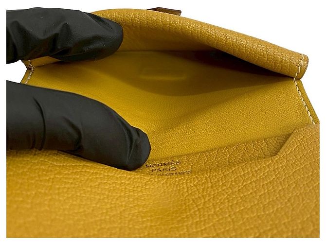 Tarjetero de cabra Béarn de Hermès Amarillo - vista 10