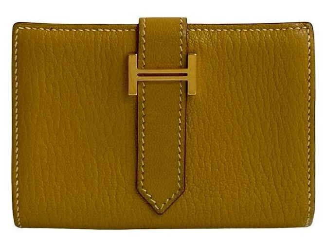 Tarjetero de cabra Béarn de Hermès Amarillo - vista 2