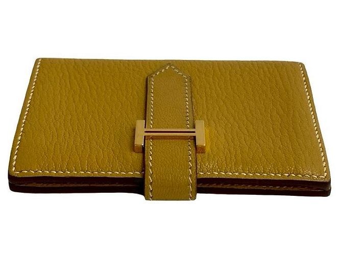 Tarjetero de cabra Béarn de Hermès Amarillo - vista 4