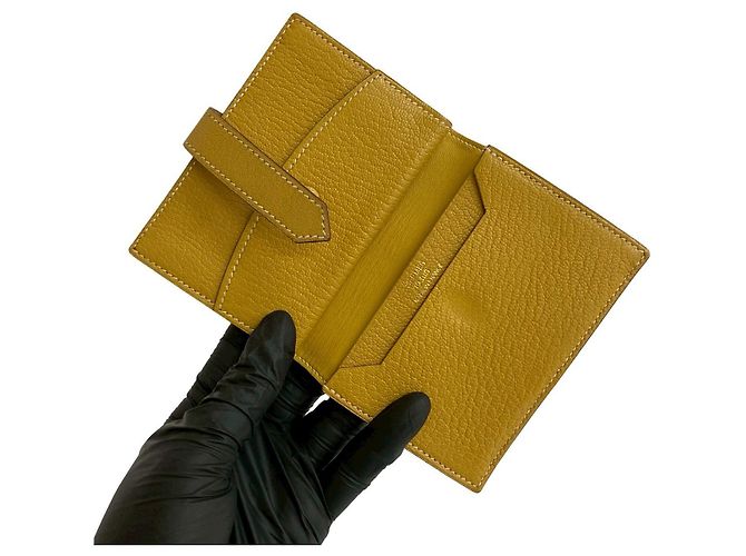 Tarjetero de cabra Béarn de Hermès Amarillo - vista 8