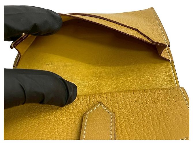 Tarjetero de cabra Béarn de Hermès Amarillo - vista 9