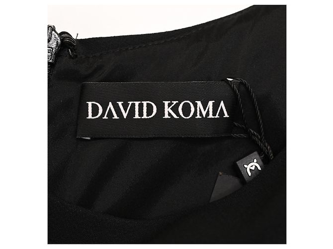 Abito Maxi Cady Decorato David Koma in Acetato Nero - vista 4