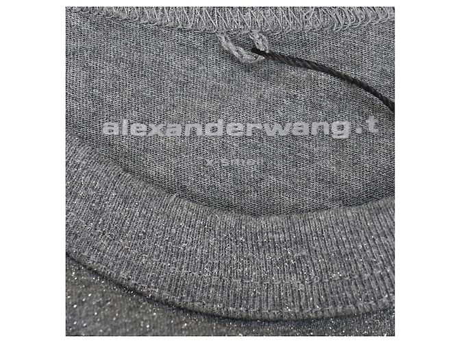 Camiseta de algodón gris con efecto brillante Alexander Wang - vista 4