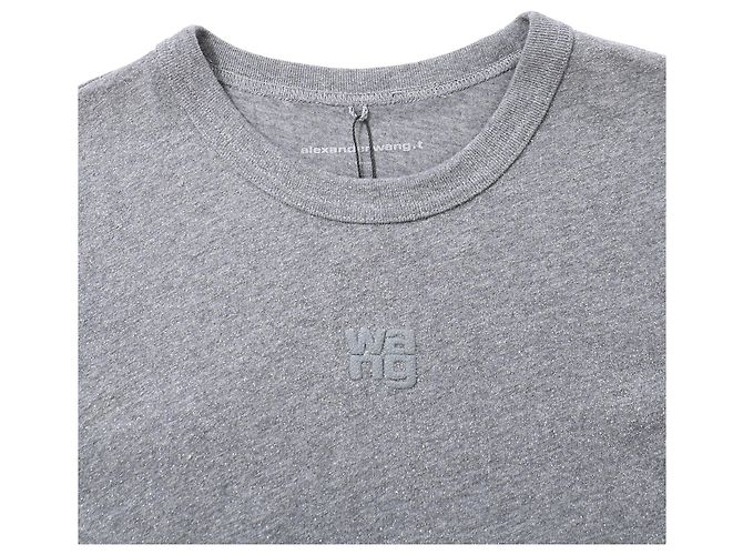 Camiseta de algodón gris con efecto brillante Alexander Wang - vista 5