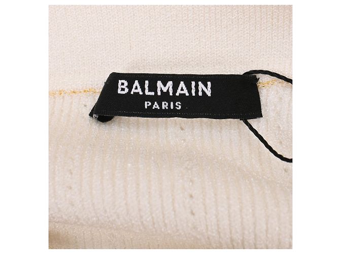 Falda Mini de Punto Embellecida con Botones Balmain en Viscosa Blanca Blanco Crudo - vista 4