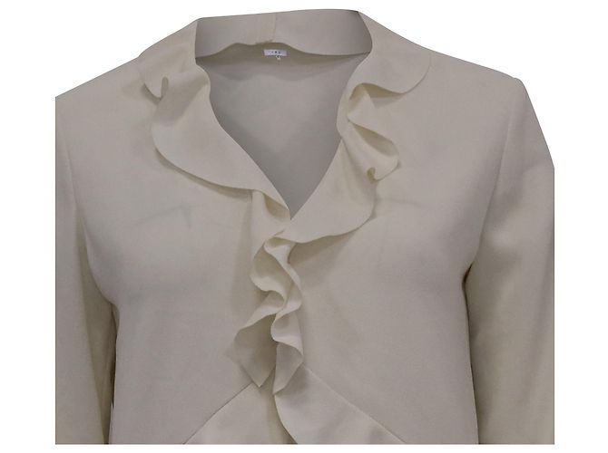 IRO Rüschentop aus weißem Polyester Roh - Ansicht 2