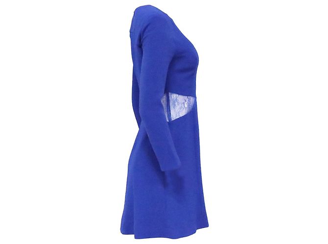 Sandro Spitzen-Ausschnittkleid aus blauer Polyester - Ansicht 2