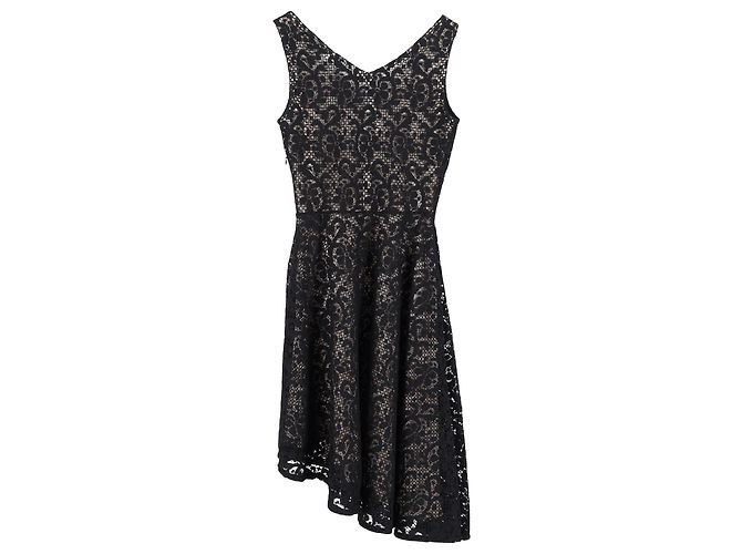 Christian Dior asymmetrisches Spitzenkleid aus schwarzem Polyester - Ansicht 2