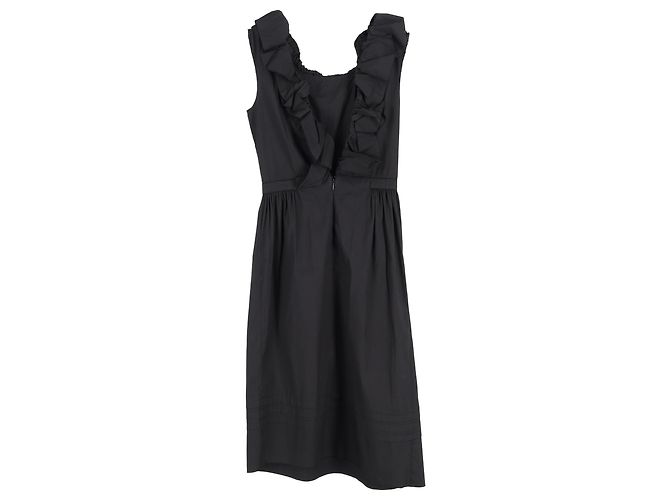 Vestido Midi con Volantes en Algodón Negro de Prada - vista 2