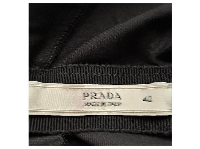 Vestido Midi con Volantes en Algodón Negro de Prada - vista 3