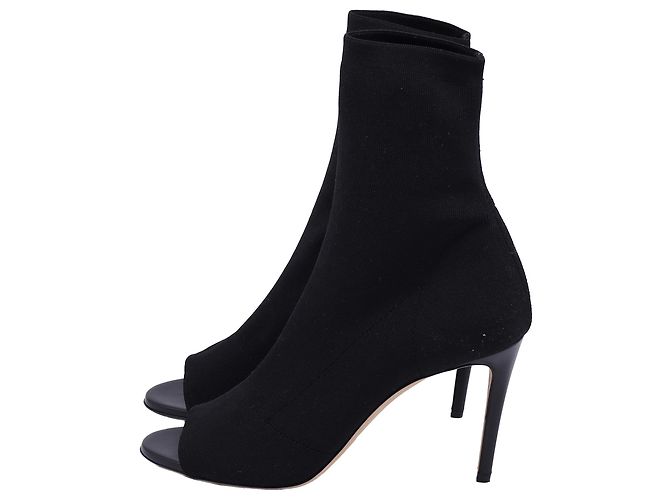 Victoria Beckham Stretch-Knit Open-Toe Sock Boots in Black Polyester - view 8