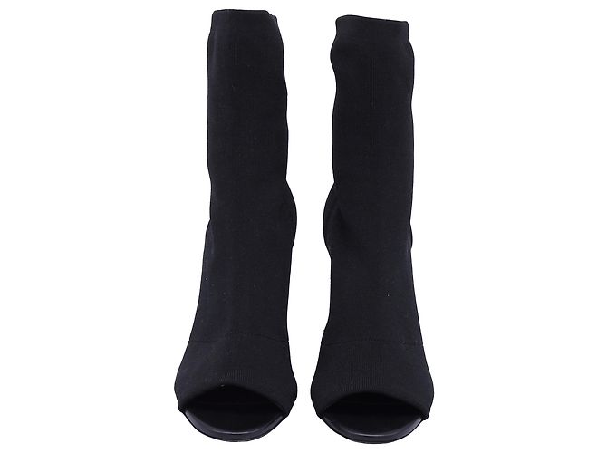 Victoria Beckham Stretch-Knit Open-Toe Sock Boots in Black Polyester - view 9