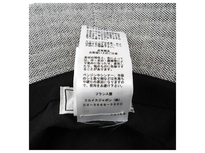 Hermès Cappello in lino, cotone e pelle Hermes Fred Sangle H Nero - vista 7