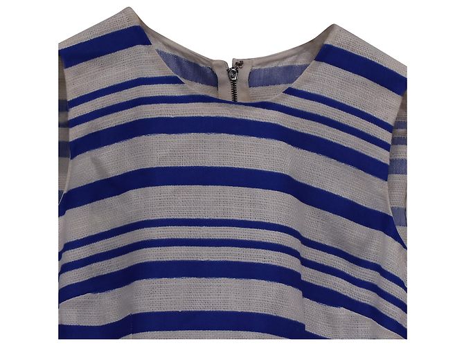Abito a righe Dolce & Gabbana al ginocchio in lino blu e bianco - vista 2